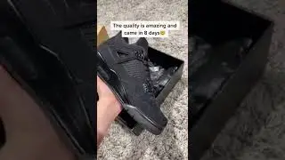 #DHgate DHGATE JORDAN 4 BLACK CAT UNBOXING & REVIEW #shorts #shoes