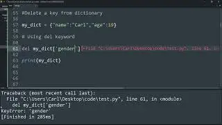 Delete an element from a dictionary