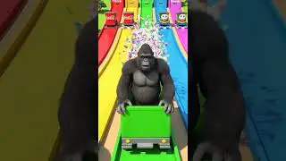 Long Slide game Giant Gorilla Rollercoaster Chaos! 🦍💥 - Funny 3d Animals