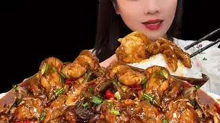 Yummy eating so delicious spicy with rice fish offal