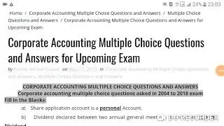 Corporate Accounting Multiple Choice Questions and Answers #mcqs