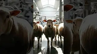 The sheep know: they are being processed #RoboFarm #TechFuture #ModernBarn #shorts #mustsee #viral