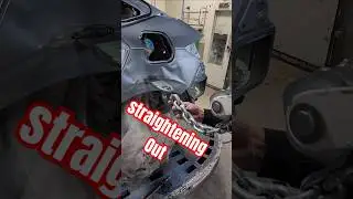Honda civic quarter panel straightening out #autotechnician #autorepair #carrepairs