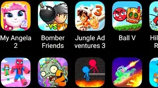 My Angela 2,Bomber Friends,Jungle Adventures 3,Craft Guys,PvZ 2,Stumble Guys,Tank Stars,Ball V,Hill.