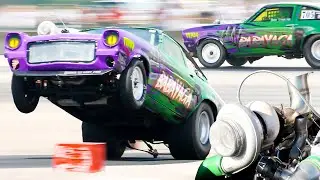 CRAZY Car Wheelies - 1100HP Turbo Engine Chevy Vega 5.3L V8
