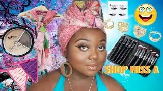 $1 SHOP MISS A BEAUTY DEMOS  |  MAKEUP BRUSHES COMPETITION!!! | EYELASHES, JEWELRY, SCARVES & MORE!!