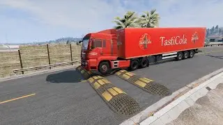 Trucks vs Massive Speed bump compilation #649 BeamNG Drive live -5