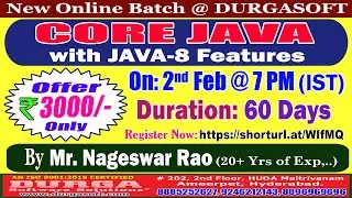 CORE JAVA with JAVA-8 Features Online Training @ DURGASOFT