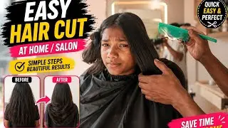 Indian school girl long layers hair to canwart sort hair cut 💇‍♀️ ✂️ 