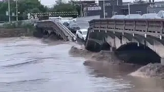 China Typhoon, Massive Floods, Doksuri Collapsed Bridge after  Beijing, China 2023