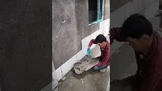 Exterior wall tiles installation #homedecor #construction #renovation #craft #diy #tilesinstallation