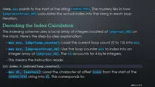 Understanding String Indexing in x86 Assembly: Decoding Array Access and Looping