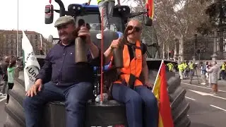 Farmers drive tractors through Madrid in protest against EU policies