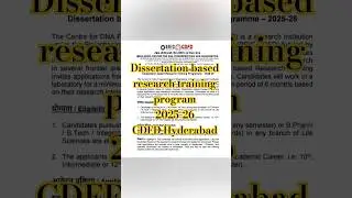 Dissertation Based Research Training 2025-26📍 BRIC-CDFD, Hyderabad👉 #hyderabad #dissertation #2025😯