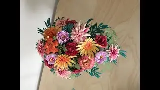 Shaping foliage for a paper wedding bouquet