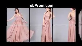 Dusty pink V Cut Evening Dresses