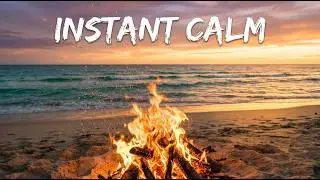 Deep Sleep in 5 Minutes: Cozy Campfire & Gentle Ocean Waves 🌊🔥