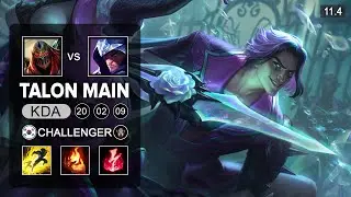 Talon Main vs ZED99  - Talon Mid vs Zed - KR Challenger Patch 11.4