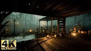Rain on Iron Roof 🚤 Thunder at River Boat Station for Deep Sleep 10 Hours No Ads