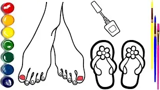 Drawing And Coloring A Foot, Nailpolish 🌈 Drawings For Kids