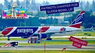 Plane Spotting | New England Patriots Super Bowl LX Arrival | At San Jose Intl Airport