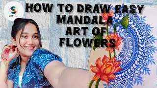 How to draw easy Mandala art of flowers 🖌🎨|Zentangle art |Doodle art |with black gelpen |Sketch