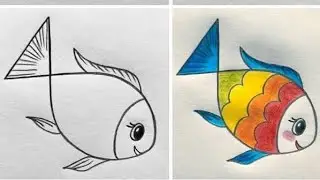 How to draw easy Fish 🐠| easy drawing for beginners| 4 = Fish drawing| easy drawing| colour drawing