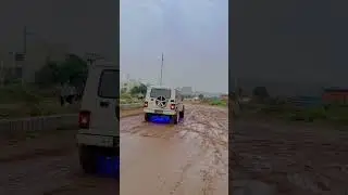 Modified Bolero car burn out😱 drifting rainy days watch till end #radheradhe #shyambaba