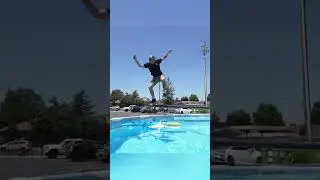 Crazy rail over swimming pool! #shorts