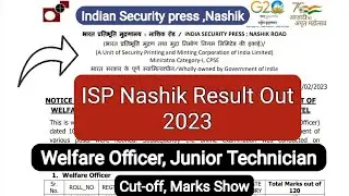 ISP Nashik Result Out 2023 ISP Nashik Result 2023 ISP Nashik Result Out 2023 SPMCIL Result 2023