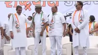Senior NCP leader Praful Patel shares his views during the NCP office inauguration in Ahmedabad.