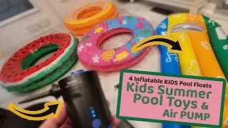Inflatable Pool Toys - Kids Inflatable Rings and Mattress Review with a Bedee Portable Air Pump