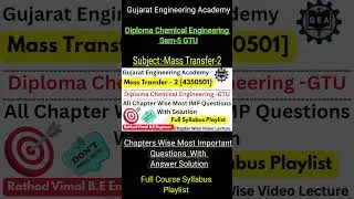 📘Sem-5 Mass Transfer&ndash;2 [4350501] | Diploma Chemical GTU | All Chapter Wise IMP Questions+Solutions💯✅