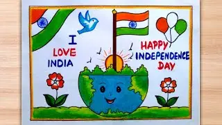 15 August poster making /independence day chart paper drawing /National flag of india drawing easy..