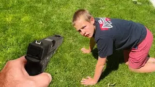 forcing my brother to touch grass