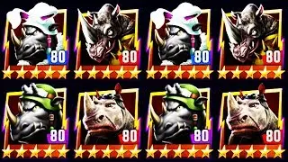 TMNT Legends - All Max Level 80 Rocksteady (Classic, Bunny, Movie, Regular)