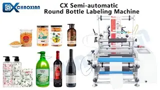 Round Bottle Labeler, Front and Back Double Sides Labeling Machine for Wine Bottles