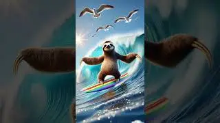 Surfing Sloth Rides the Waves! 🦥🏄&zwj;♂️🌊 Epic Chill Vibes | Hammy Kids
