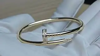 Custom Made Cartier Juste Un Clou Nail Bracelet 18K Real Gold With Diamonds 