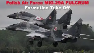 MIG-29 FULCRUM FORMATION TAKE OFF. Polish Air Force. RAF Fairford.