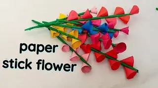 Paper Craft Easy Stick Flower idea-Easy Paper Flower Lamha art and craft