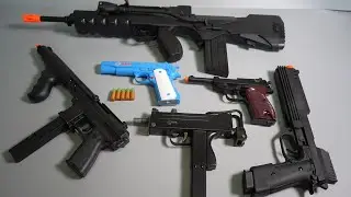 REALISTIC TOY GUNS - Airsoft Gun- FAMAS - Tec-9  - MAC-11 - P38 - Toy Guns collection