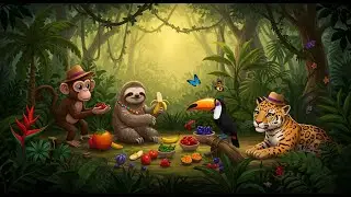 Cartoon Animals Paying in the Jungle &ndash; Funny AI Animation! #vidobot #aivideo #cartoon