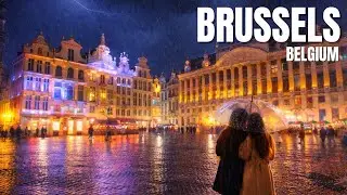 Brussels, Belgium 🇧🇪 The Capital of Europe, Rainy Walking Tour | Stunning Streets & City Vibes [4K]