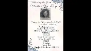 Celebration of life Homecoming Service for Vinette Hay