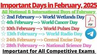 Important Days of February 2025 | National & International Days of February | Important Days of 2025