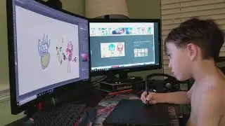 Quinn doing digital art with a wacom intros pro 2018