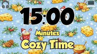 15 Minute Cozy Winter Timer ❄️ | Cute Snowman, Cheese & Hot Chocolate | Stay Focused