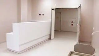 X-ray doors to the modern building of the WCZD hospital in Poznań, Poland