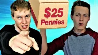 COIN ROLL HUNTING PENNIES COMPETITION LIVE! QUIN VS. KEVIN IN A $25 BOX OF PENNIES HUNT!